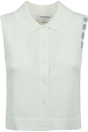 Thom Browne Koszulki, Kobieta, Biały, XS, Czasowa luksusowa sweter z emblematami