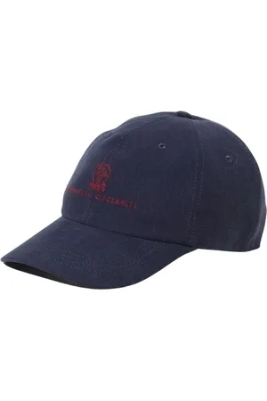 Brunello Cucinelli Akcesoria, Mężczyzna, Niebieski, L, Zapieczętowany Logo Baseball Cap