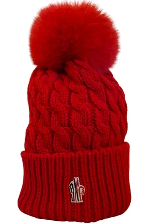 Moncler Akcesoria, unisex, Czerwony, ONE SIZE, Czerwony Sweter z Włóczki z Pomponem