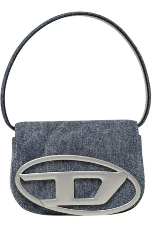 Diesel Torebki, Kobieta, Niebieski, ONE SIZE, Niebieska Torebka na Ramię z Logo Metalowym