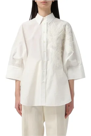 Brunello Cucinelli Bluzki, Kobieta, Beżowy, S, Elegant Cotton Shirt