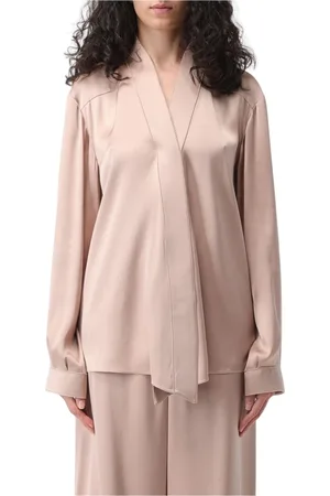 Giorgio Armani Bluzki, Kobieta, Różowy, S, Jedwabna Bluzka z Kokardą Luźny Krój