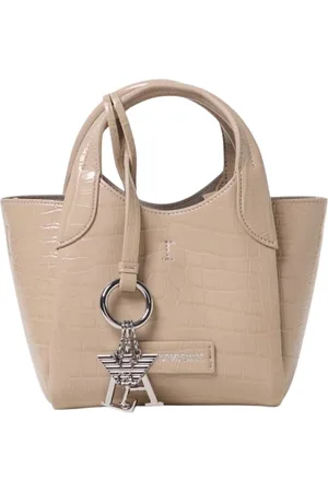 Emporio Armani Torebki, Kobieta, Beżowy, ONE SIZE, Elegancka torba z rączką w stylu krokodyla