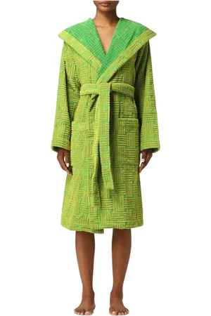 Bottega Veneta Bielizna nocna, Kobieta, Zielony, L, Luksusowy Szlafrok z Geometrycznym Wzorem