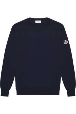 Aquascutum Swetry, Mężczyzna, Niebieski, M, Bawełniany Sweter Regular Fit z Żebrem