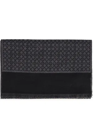 Salvatore Ferragamo Akcesoria, Mężczyzna, Czarny, ONE SIZE, Szary Szal z Motywem Gancini