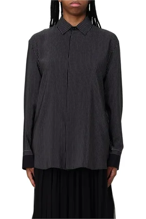 Saint Laurent Bluzki, Kobieta, Czarny, S, Czarna Jedwabna Koszula z Guzikami