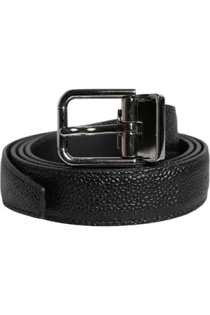 Dolce & Gabbana Akcesoria, Mężczyzna, Czarny, 90 CM, Czarny Skórzany Klasyczny Metalowy Pasek