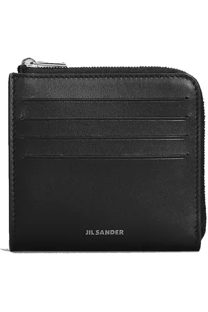 Jil Sander Akcesoria, Mężczyzna, Czarny, ONE SIZE, Czarna Portmonetka z Złotym Detalem Logo