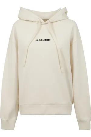 Jil Sander Bluzy, Kobieta, Beżowy, L, Bawełniany sweter z kontrastowym logo