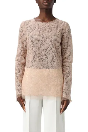 ERMANNO SCERVINO Swetry, Kobieta, Beżowy, L, Elegancki Top z Koronką
