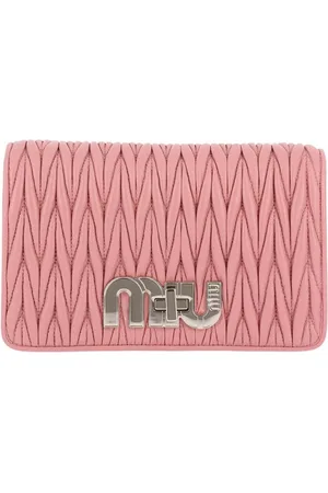 Miu Miu Torebki, Kobieta, Różowy, ONE SIZE, Różowa Skórzana Portmonetka Clutch