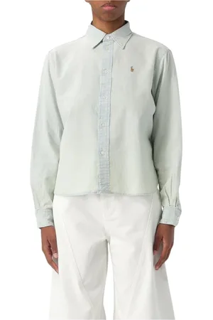 Ralph Lauren Koszule, Kobieta, Beżowy, L, Denim, Jeansyowa Koszula Luźny Krój Elegancka Ponadczasowa
