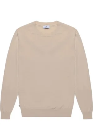 Aquascutum Bluzy, Mężczyzna, Beżowy, M, Bawełniany Sweter z Naszywkami