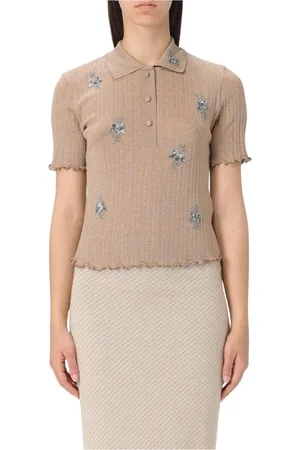 Fendi Koszulki, Kobieta, brązowy, L, Kwiatowy Sweter Polo