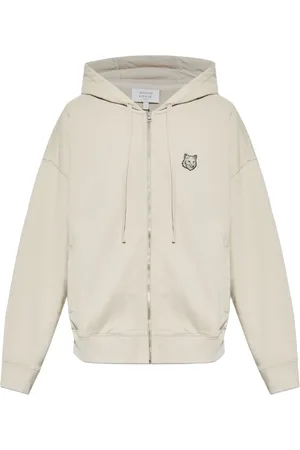 Maison Kitsuné Bluzy, Mężczyzna, Beżowy, XL, Bluza z Kapturem i Zamkiem z Logo