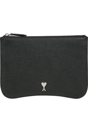 Ami Torebki, Mężczyzna, Czarny, ONE SIZE, Skórzana Clutch z Sercem Stud