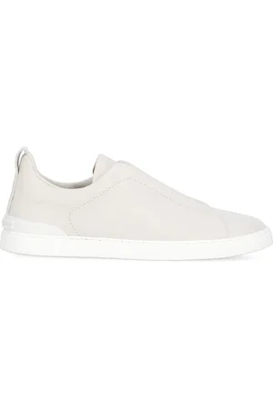 Ermenegildo Zegna Buty, Mężczyzna, Biały, 40 EU, Białe Sneakersy z Kamykowej Skóry