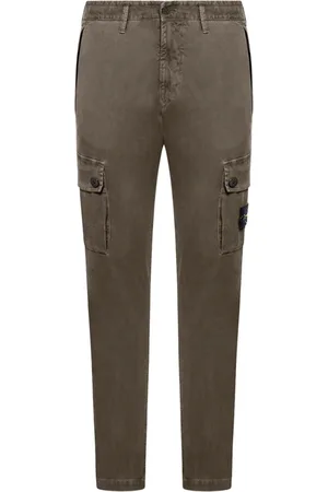 Stone Island Spodnie, Mężczyzna, Zielony, W31, Len, Zielone dopasowane bawełniane spodnie