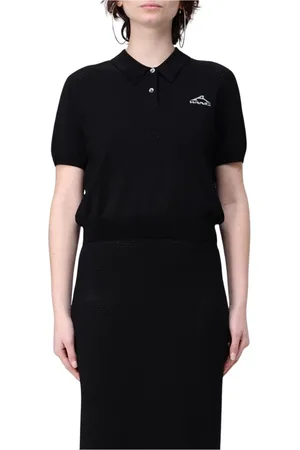 Alexander Wang Koszulki, Kobieta, Czarny, XS, Nylon, Czarna Swetrowa Koszula Polo
