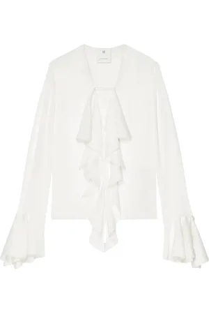 Givenchy Bluzki, Kobieta, Biały, XS, Elegant Ruffled Tie Neck Blouse