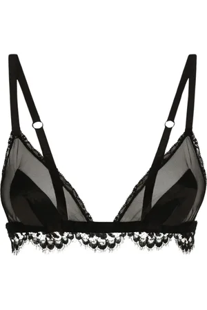 Dolce & Gabbana Bielizna, Kobieta, Czarny, M, Tiul, Elegancki Koronkowy Biustonosz Trojkatny