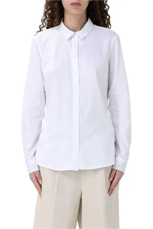 Barbour Bluzki, Kobieta, Biały, M, Biała Koszula z Długim Rękawem z Materiału Poplin