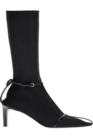 Jil Sander Buty, Kobieta, Czarny, 40 EU, Skóra, Botki skórzane z paskiem i klamrą