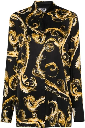 VERSACE Bluzki, Kobieta, Wielobarwność, 2XS, Czarne koszule dla kobiet Aw 24