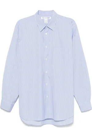 Comme des Garçons Koszule, Mężczyzna, Niebieski, L, Niebieska Koszula w Paski z Bawełny