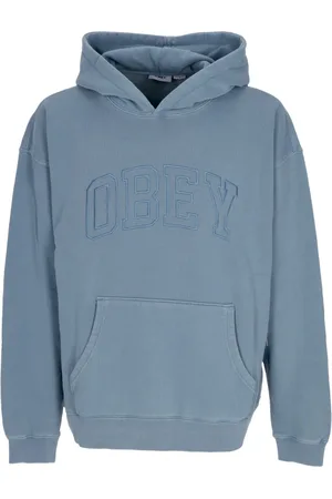 Obey Bluzy, Mężczyzna, Niebieski, M, Lekka Bluza z Kapturem Collegiate Granatowa