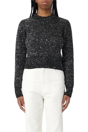 Golden Goose Swetry, Kobieta, Czarny, S, Czarny Sweterek z Cekinami na Rękawach