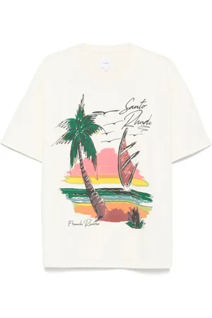 Rhude Koszulki, Mężczyzna, Biały, M, Beżowy T-shirt z Okrągłym Dekoltem i Krótkim Rękawem