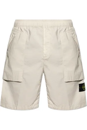 Stone Island Szorty, Mężczyzna, Beżowy, W33, Bawełna, Szory z naszywką z logo