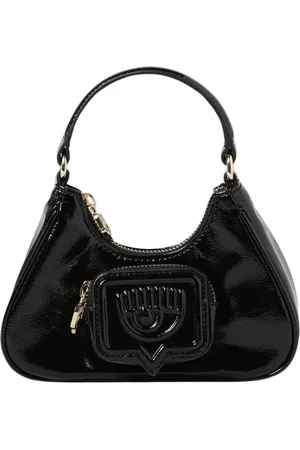 Chiara Ferragni Torebki, Kobieta, Czarny, ONE SIZE, Czarna Mini Torebka Skórzana z Lakierem