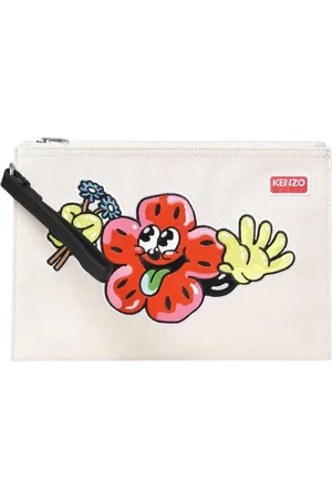 Kenzo Torebki, Kobieta, Beżowy, ONE SIZE, Kwiatowy Płócienny Clutch