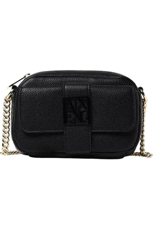 Armani Exchange Torebki, Kobieta, Czarny, ONE SIZE, Czarna Kopertówka z Paskiem na Ramię