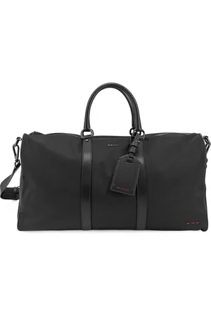 Kiton Torebki, Mężczyzna, Czarny, ONE SIZE, Nylon, Nylonowa torba podróżna z wkładkami skórzany