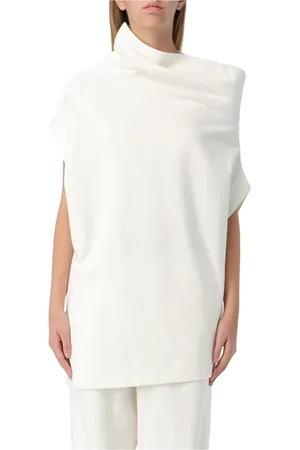 Fabiana Filippi Bluzki, Kobieta, Biały, S, Elegant Draped Knit Top