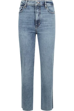 Frame Jeansy, Kobieta, Niebieski, W30, Sleek Jeansy o prostym krojuy z Surowym Brzegiem