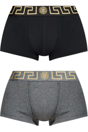 VERSACE Bielizna, Mężczyzna, Czarny, 3XL, Bawełniane Majtki z Elastycznym Pasem z Logo