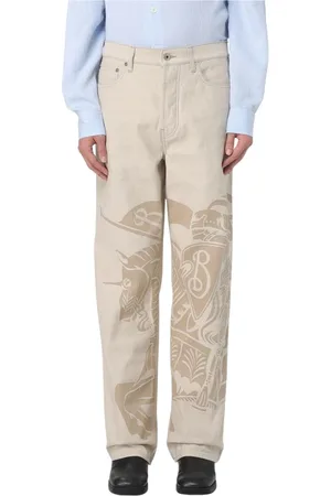 Burberry Jeansy, Mężczyzna, Beżowy, W32, Beżowe dżinsy z luźnym krojem z bawełny