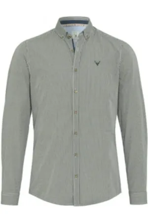 Hatico Koszule, Mężczyzna, Zielony, S, Zielona Tradycyjna Koszula Slim Fit Długi Rękaw