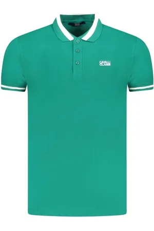 Roberto Cavalli Koszulki, Mężczyzna, Zielony, L, Zielona Koszulka Polo z Bawełny Klasyczny Kołnierz