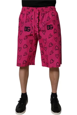 Dolce & Gabbana Szorty, Mężczyzna, Różowy, M, Różowe szorty z nadrukiem serc