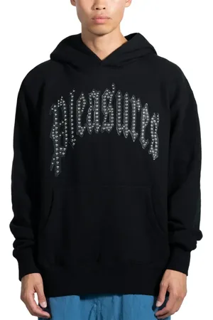 Pleasures Bluzy, Mężczyzna, Czarny, L, Bawełna, Bluza z ćwiekami Czarna Stylowy Luźny Krój