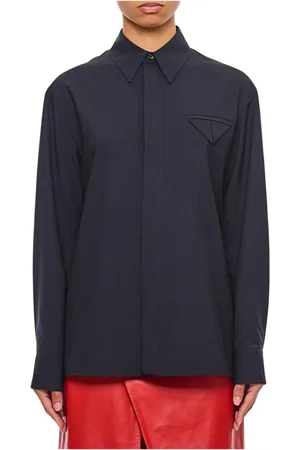 Bottega Veneta Bluzki, Kobieta, Niebieski, S, Niebieska Koszula z Kołnierzykiem, Ponadczasowy Styl