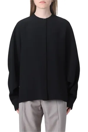 Jil Sander Bluzki, Kobieta, Czarny, M, Czarna bluzka z luzem stójką mandarynką