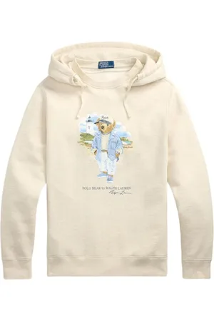 Ralph Lauren Bluzy, Mężczyzna, Beżowy, S, Beżowy Bluza z Kapturem z Graficznym Nadrukiem