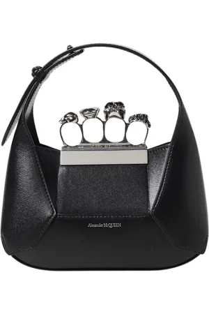 Alexander McQueen Torebki, Kobieta, Czarny, ONE SIZE, Czarna Skórzana Mini Torba z Pierścieniem